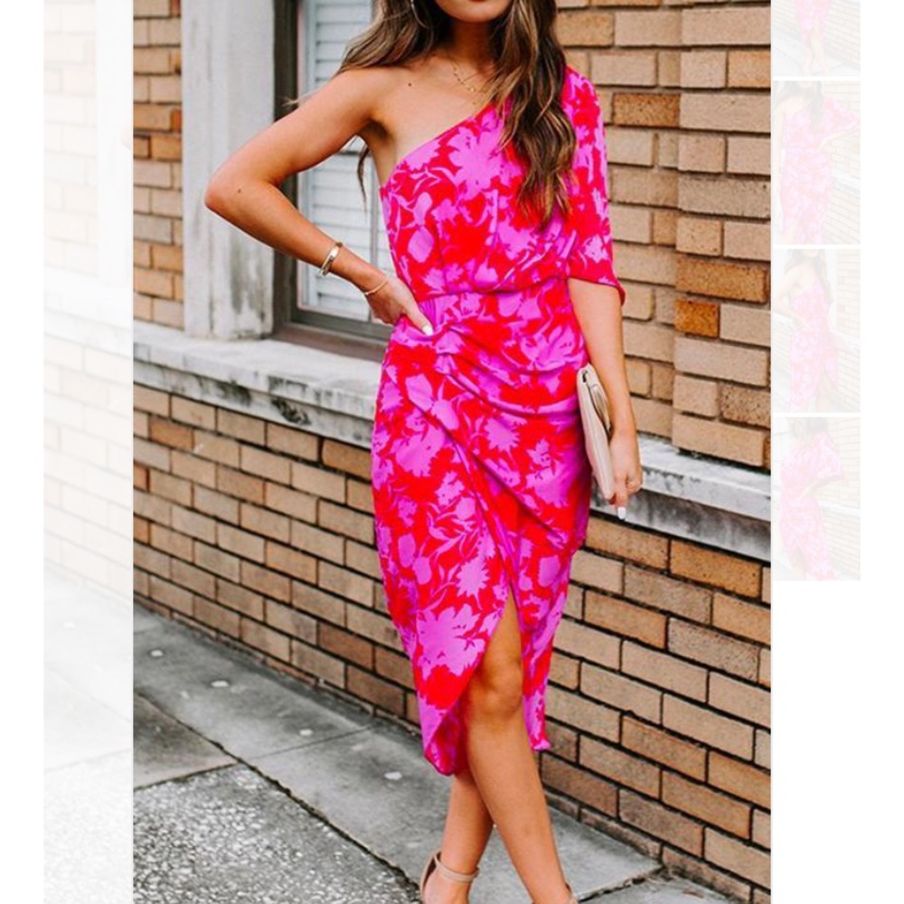 Mayradress One shoulder Tulip Hem Printed Dress